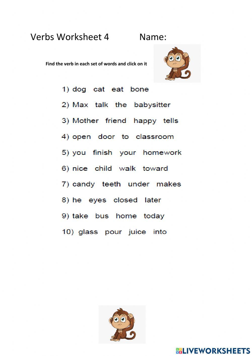 Verbs worksheet 4