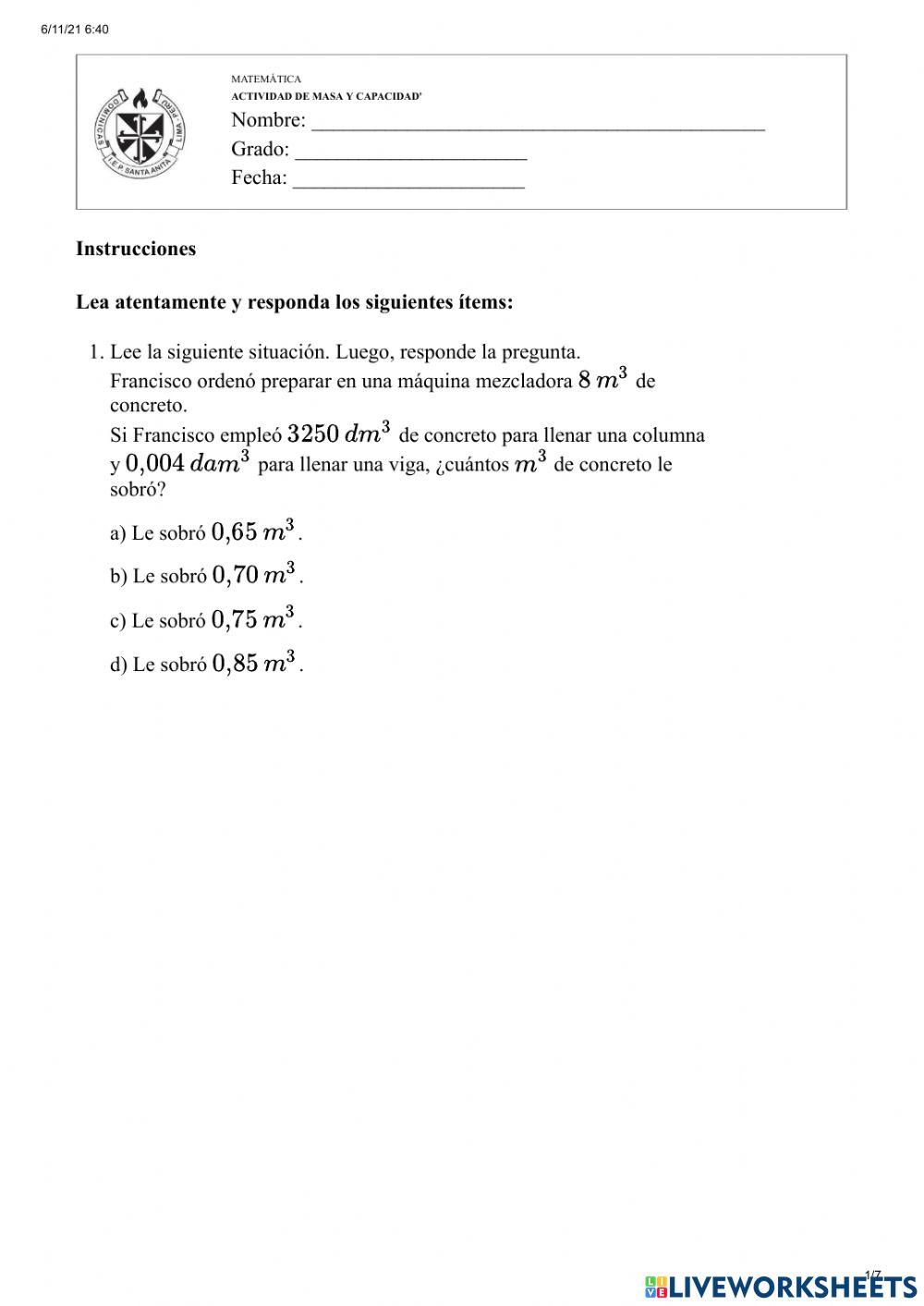 Unidades de masa y capacidad