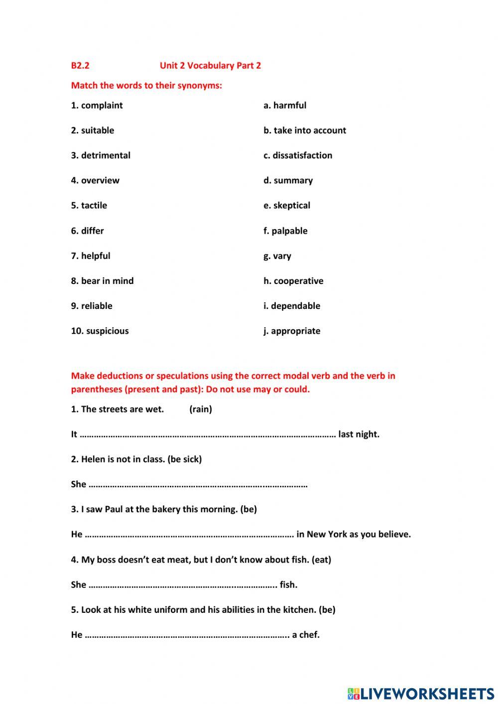 B2.2 Vocabulary part 2