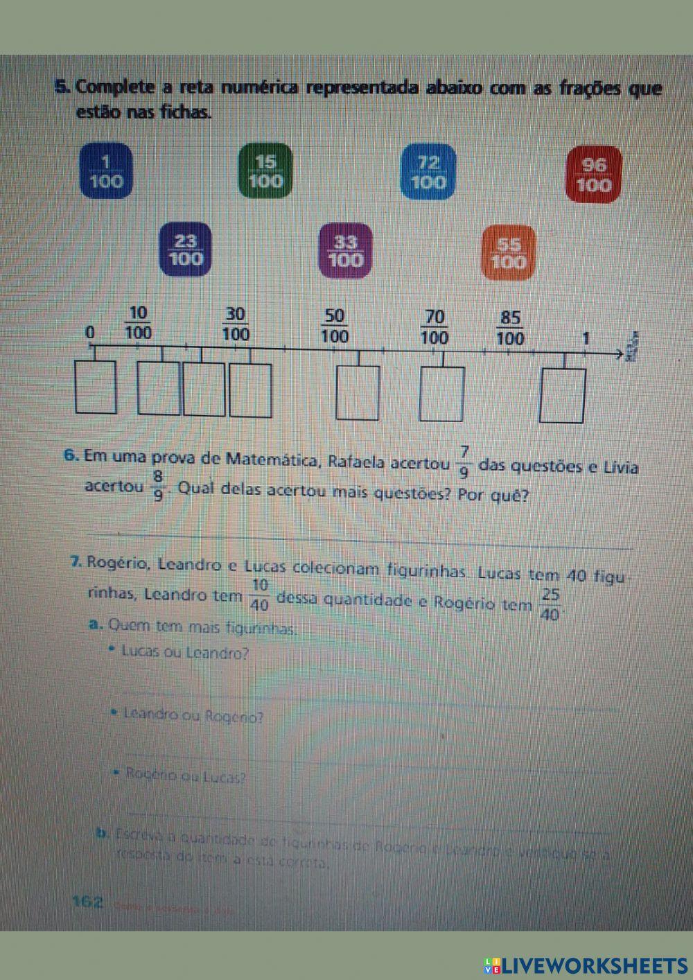 Comparação de frações