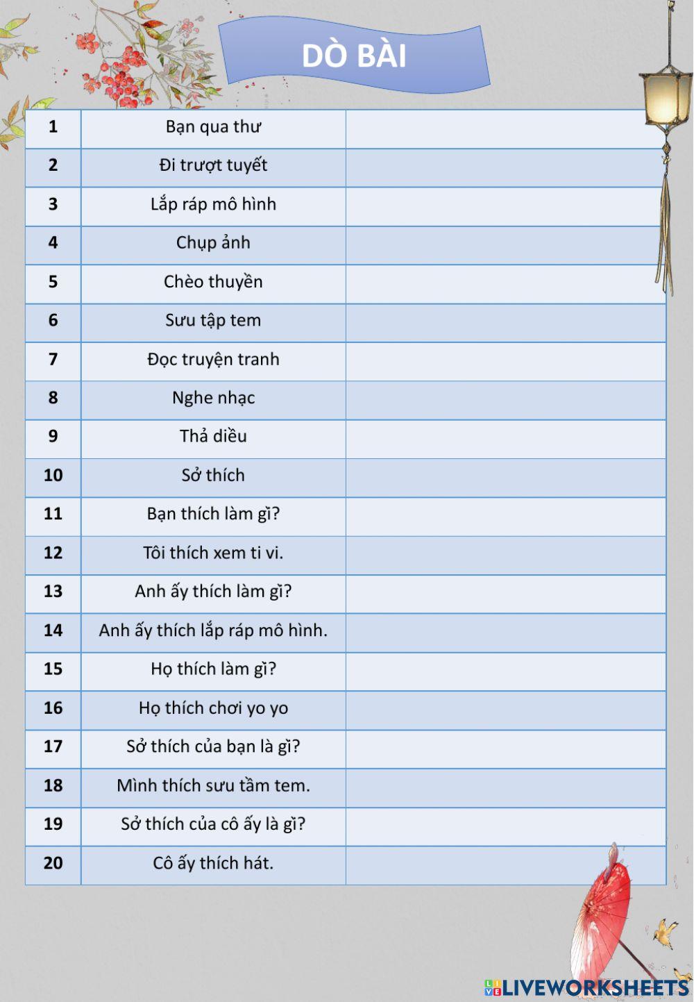 Dò bài lớp 4 (7-11)