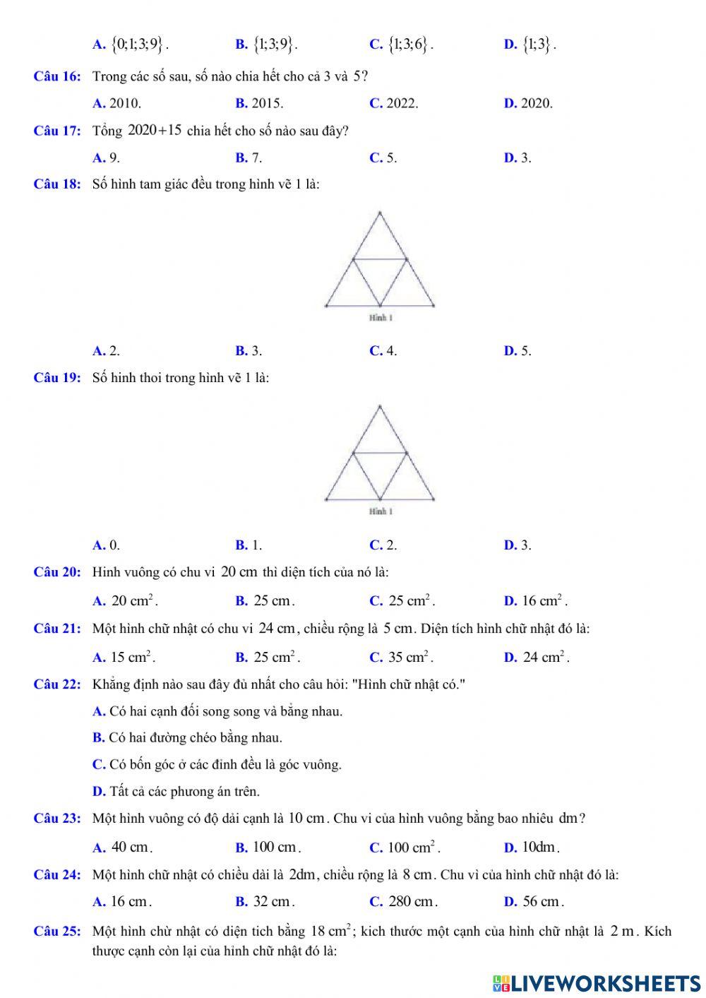 Trac nghiem 1 giữa HK1 Toán 6 De 2