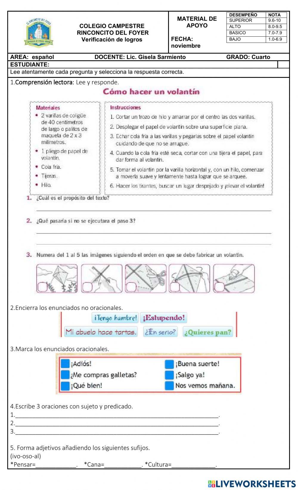 Acumulativo español cuarto
