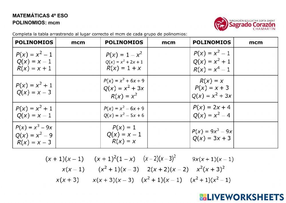 Poliniomios: mcm