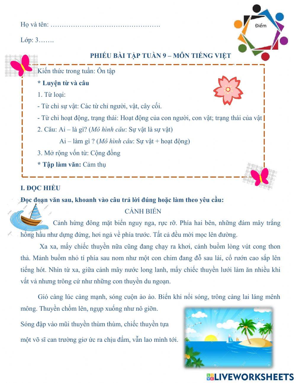 Tiếng Việt ôn tập tuần 10