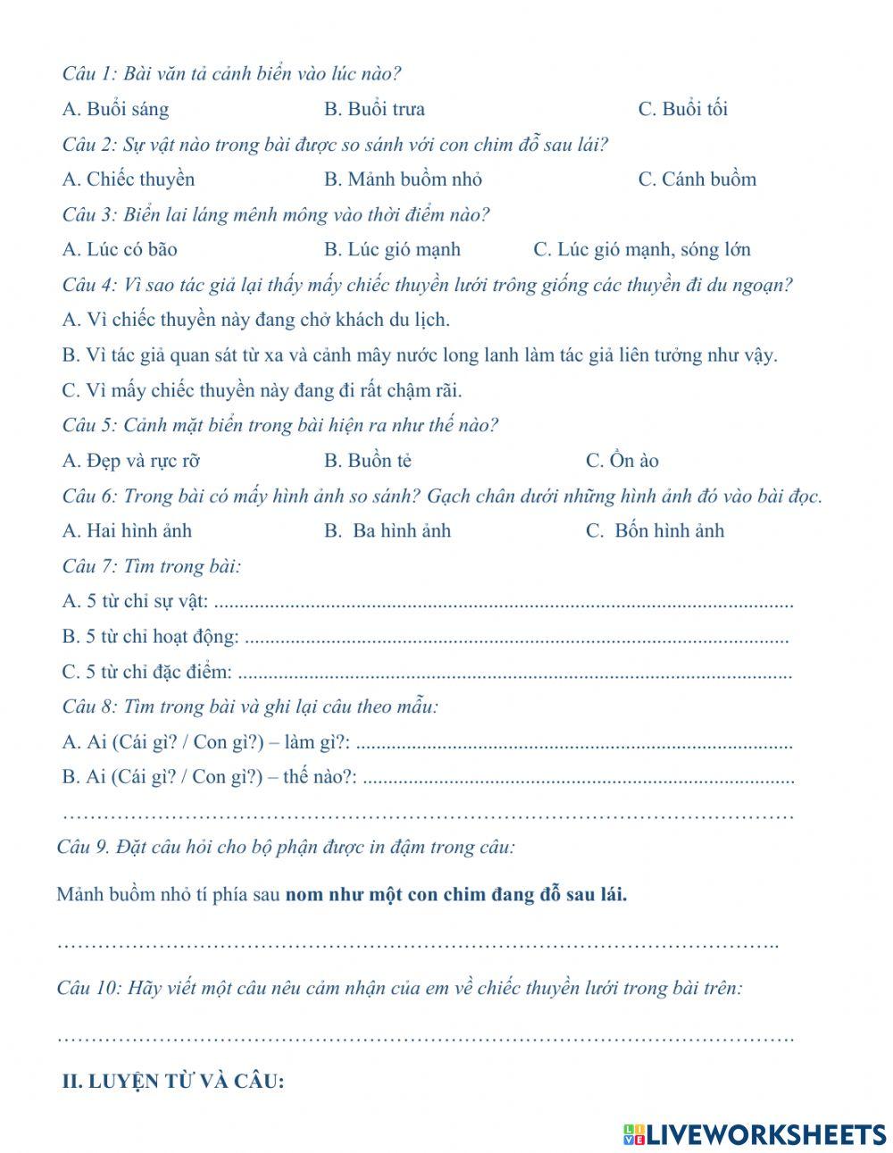 Tiếng Việt ôn tập tuần 10