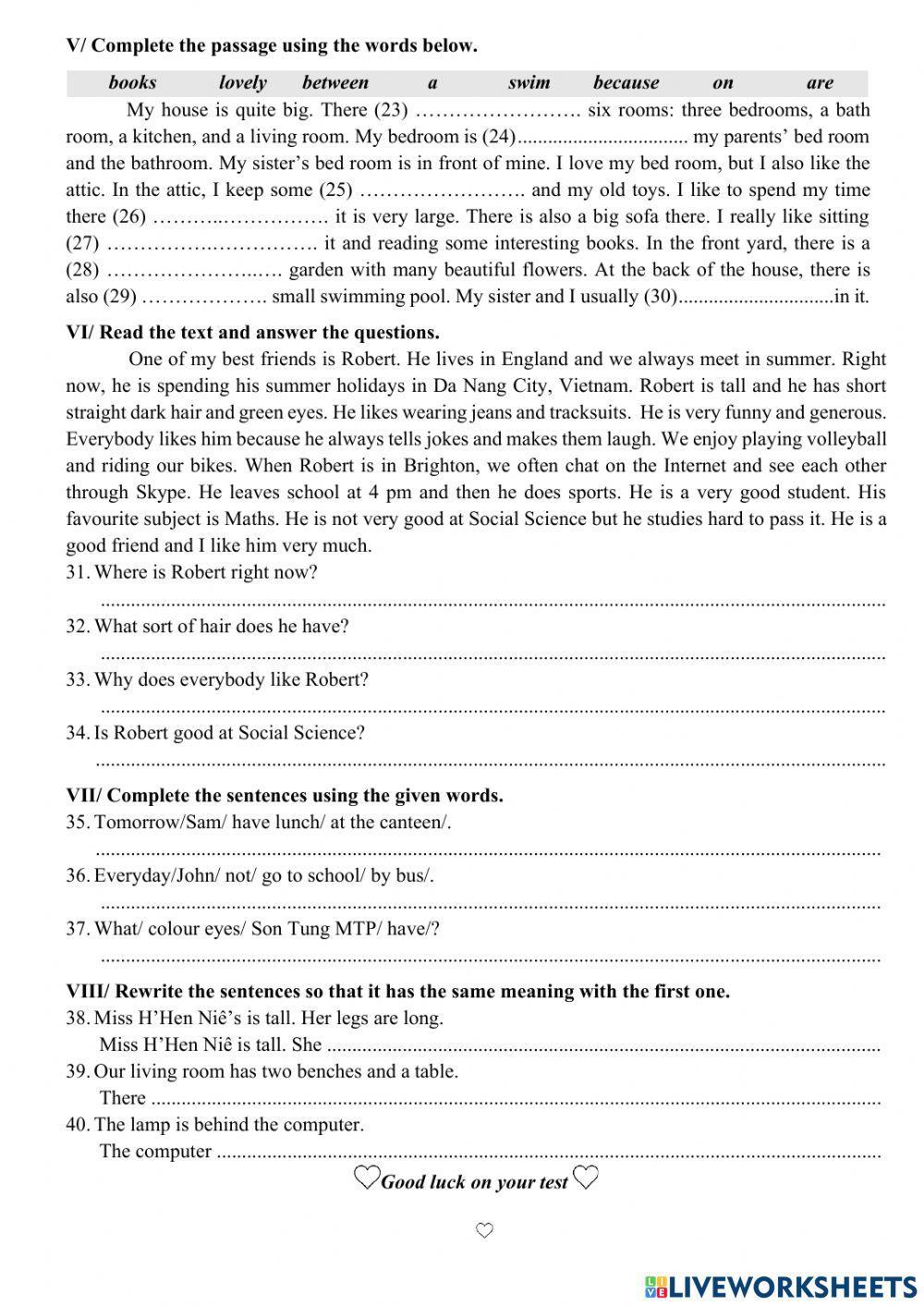 Revision for mid-term test- grade 6