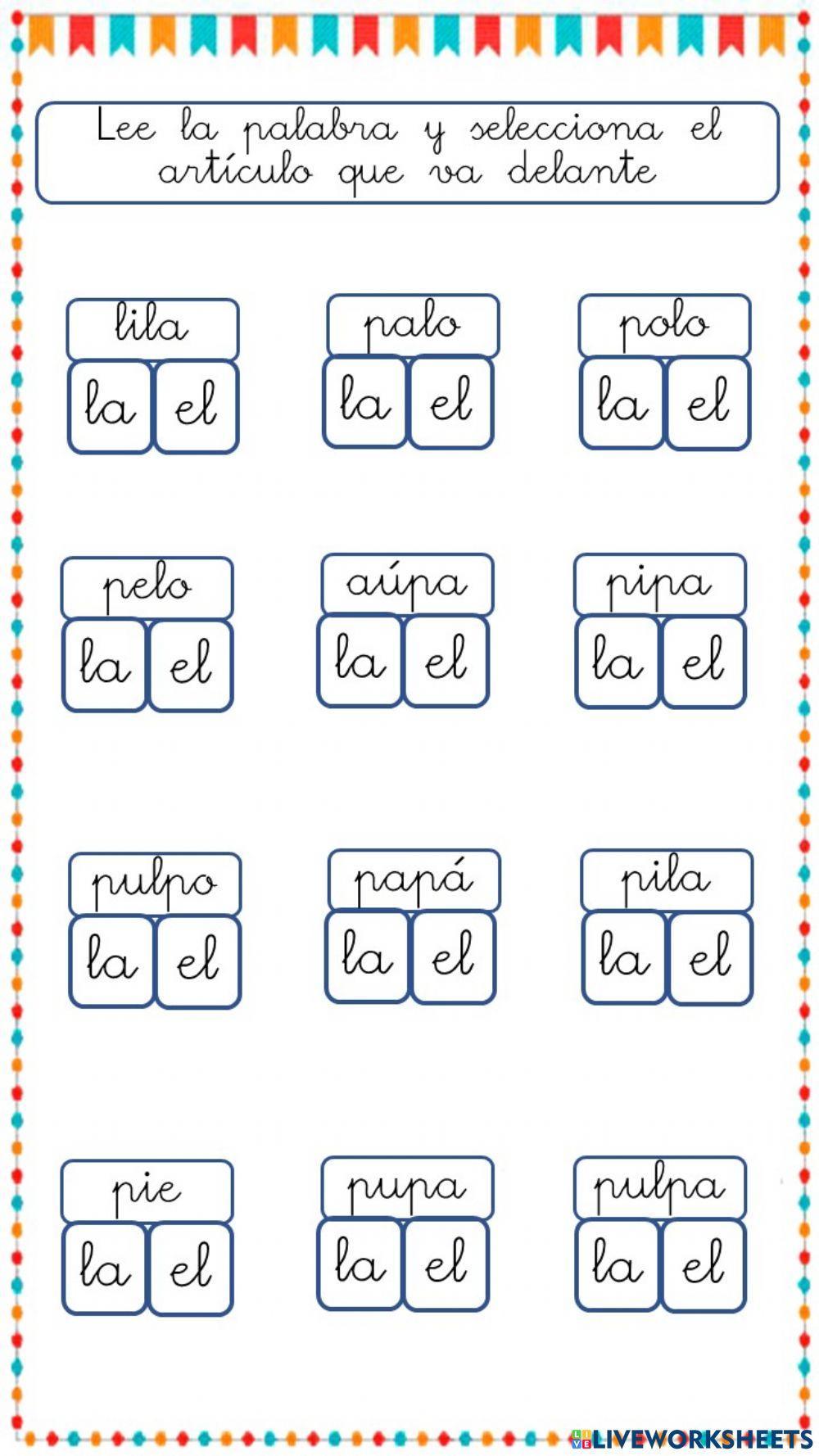 El artículo  con p y l