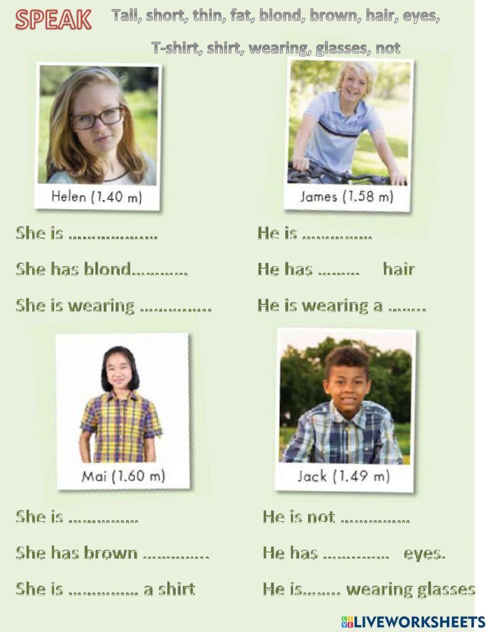 Speaking: Discribe people unit 3- lesson 1