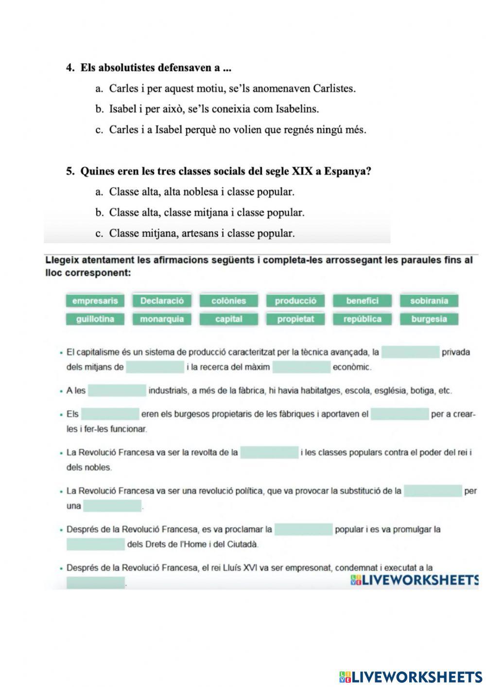 L'Edat Contempo… | Free Interactive Worksheets | 6767144