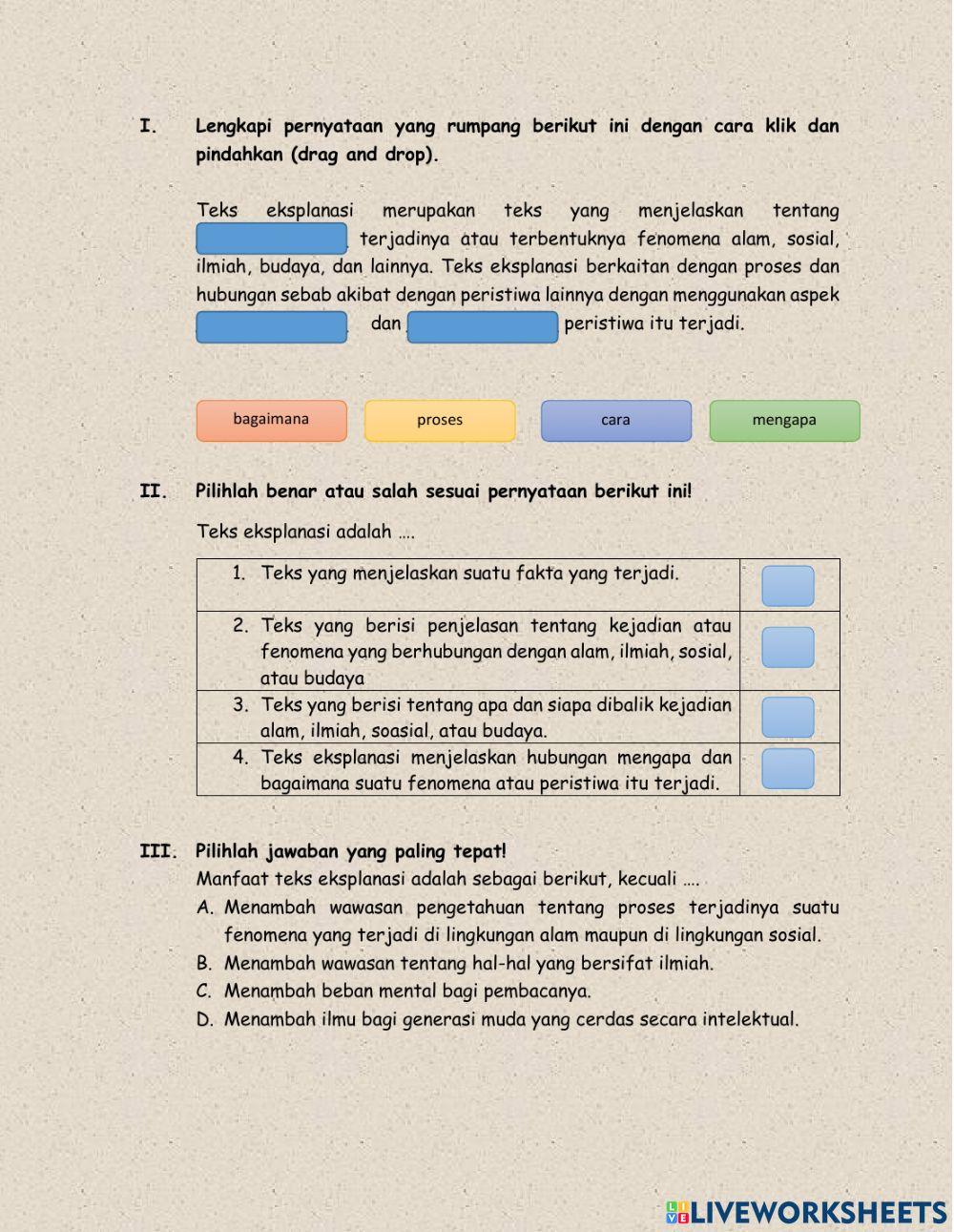 LKPD Teks Eksplanasi Kelas 8
