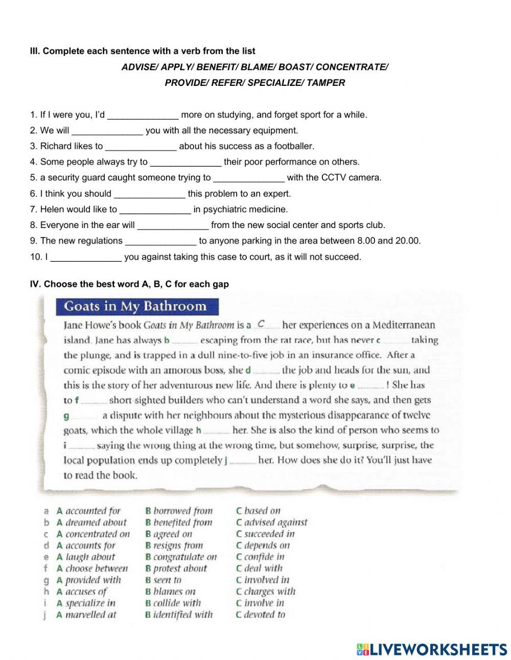 Grade 12. Unit 4. Preposition Practice