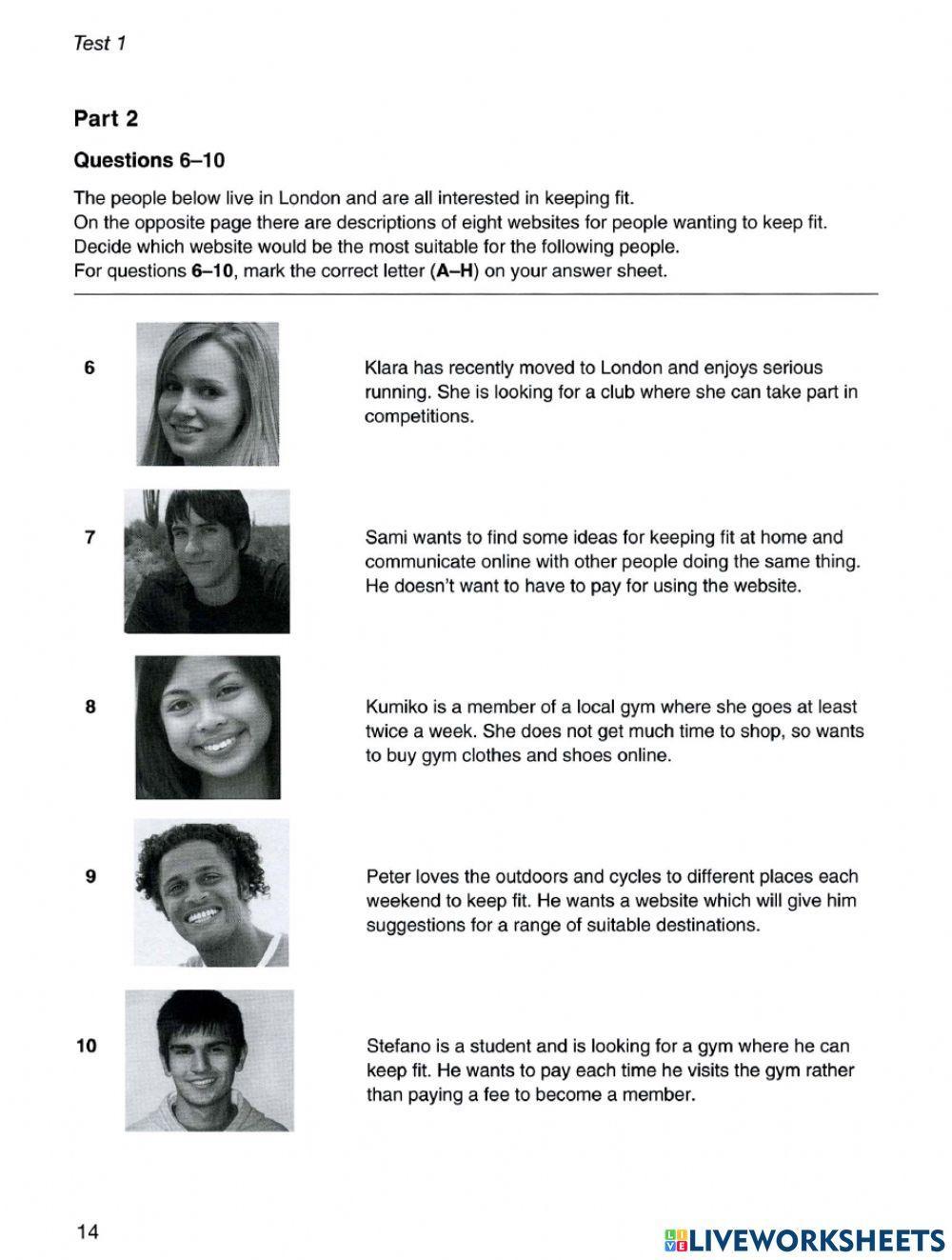 PET 6 Sample Test 1 - Reading & Use of English