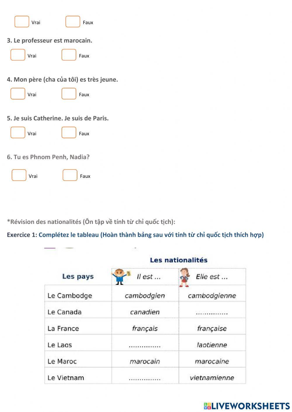 Ôn tập thi giữa kì môn tiếng Pháp khối 6