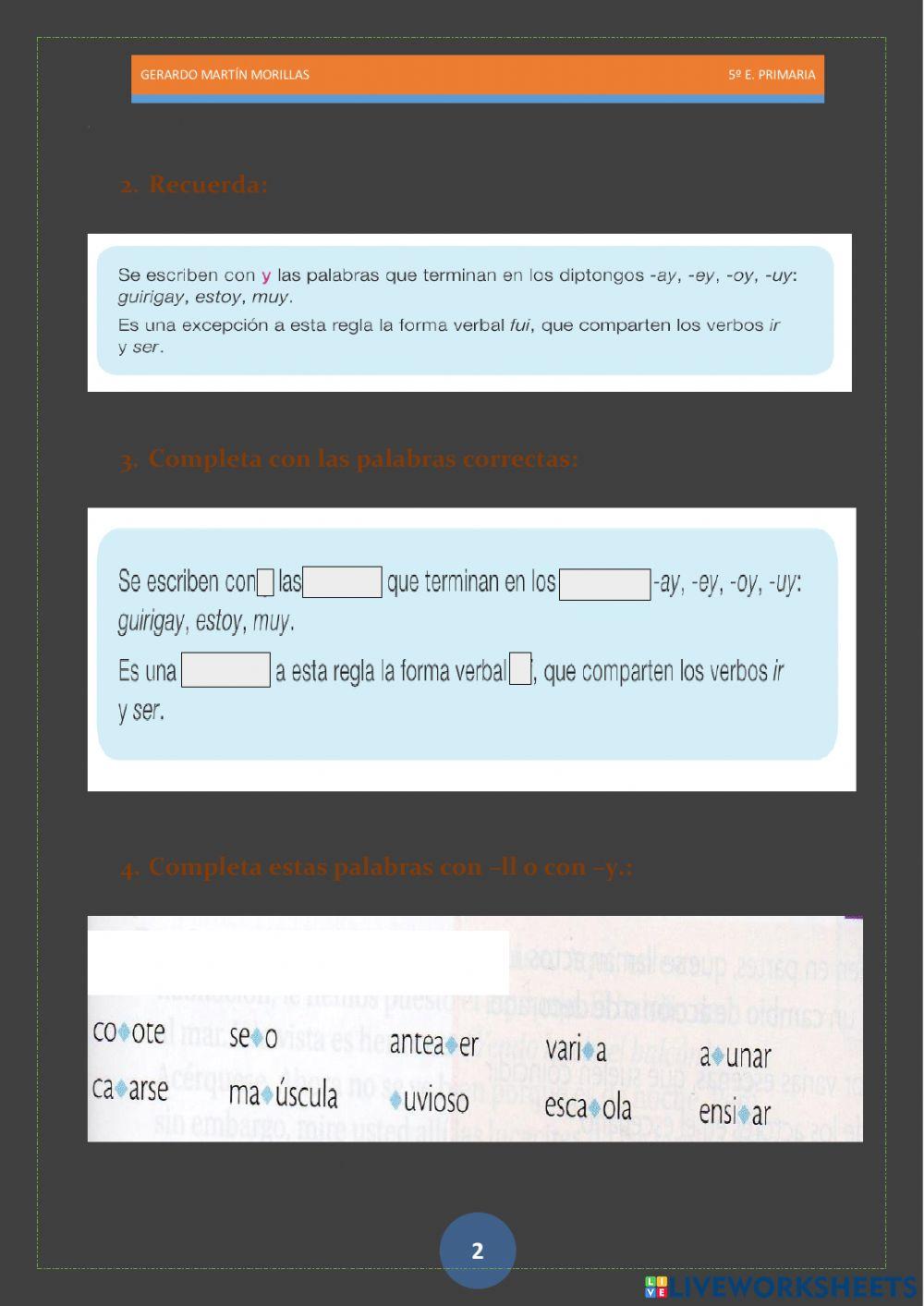 Taller de ortografía. Ficha 6.