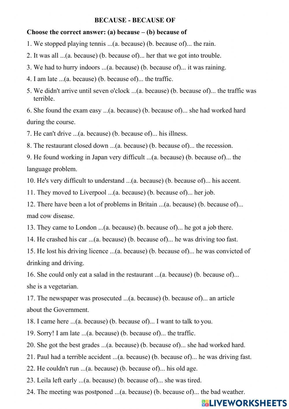 because - because of 