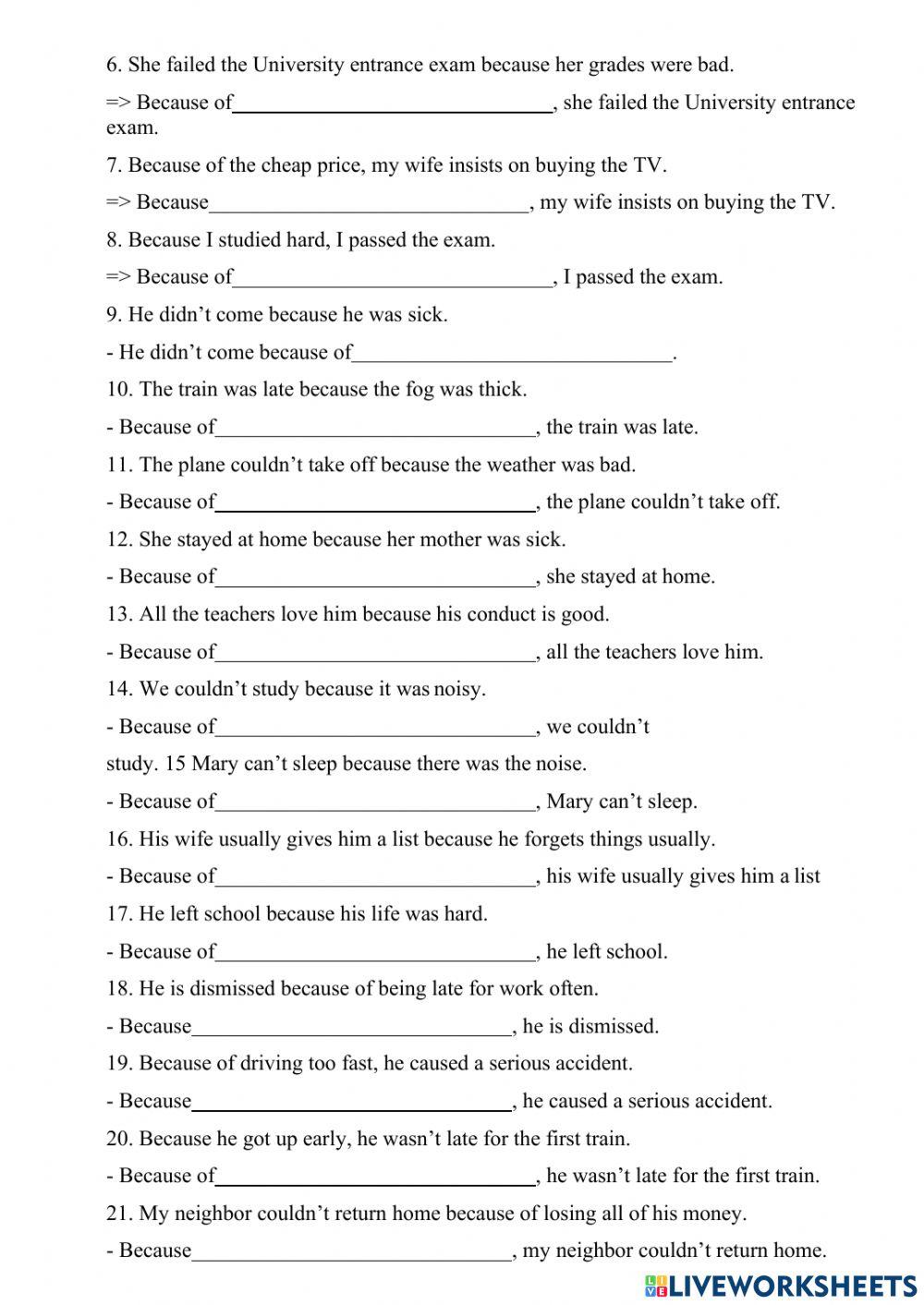 because - because of 