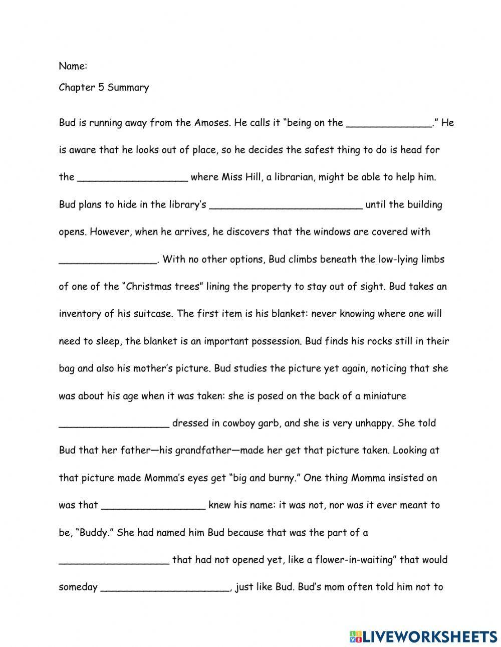 Bud, Not Buddy Chapter 5 Summary