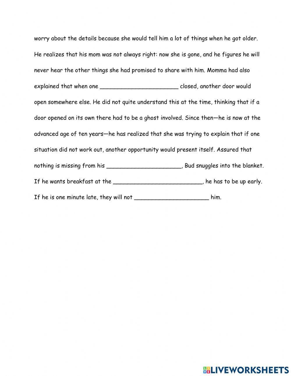 Bud, Not Buddy Chapter 5 Summary