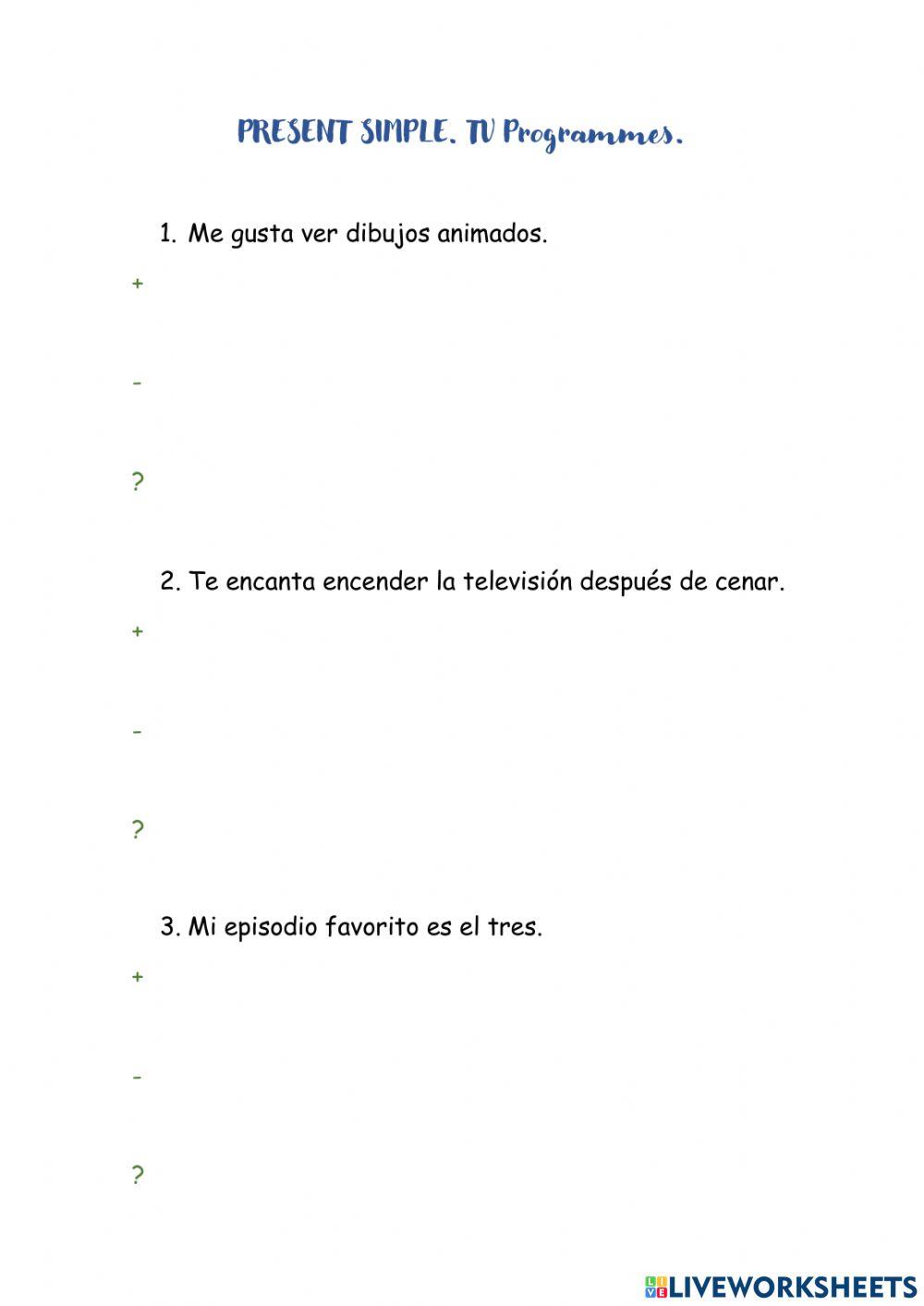 TV Programmes Present Simple