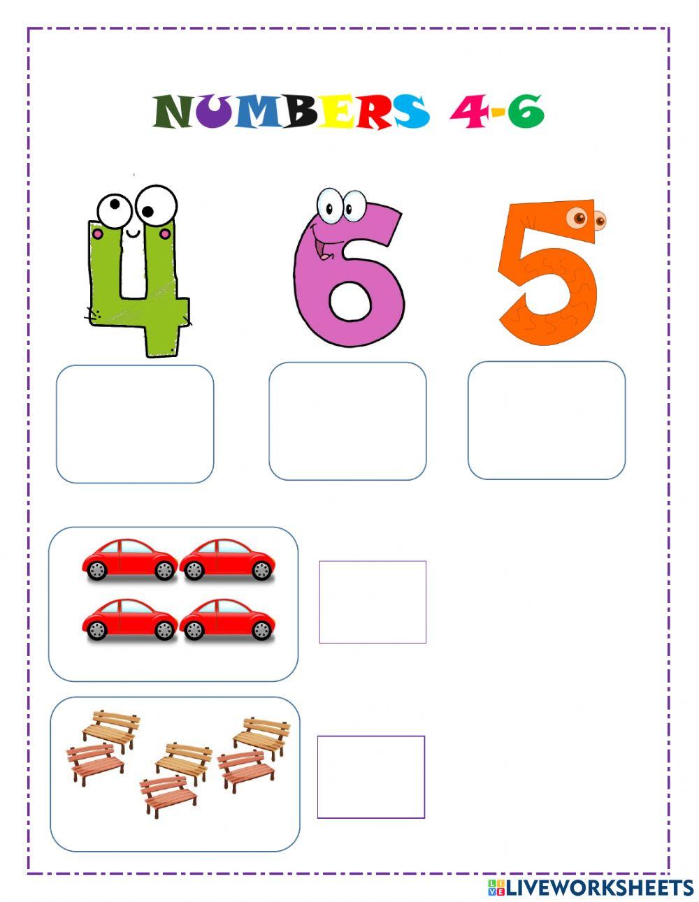 Numbers 4-6 worksheet | Live Worksheets numbers-4-6-worksheet-live-worksheets