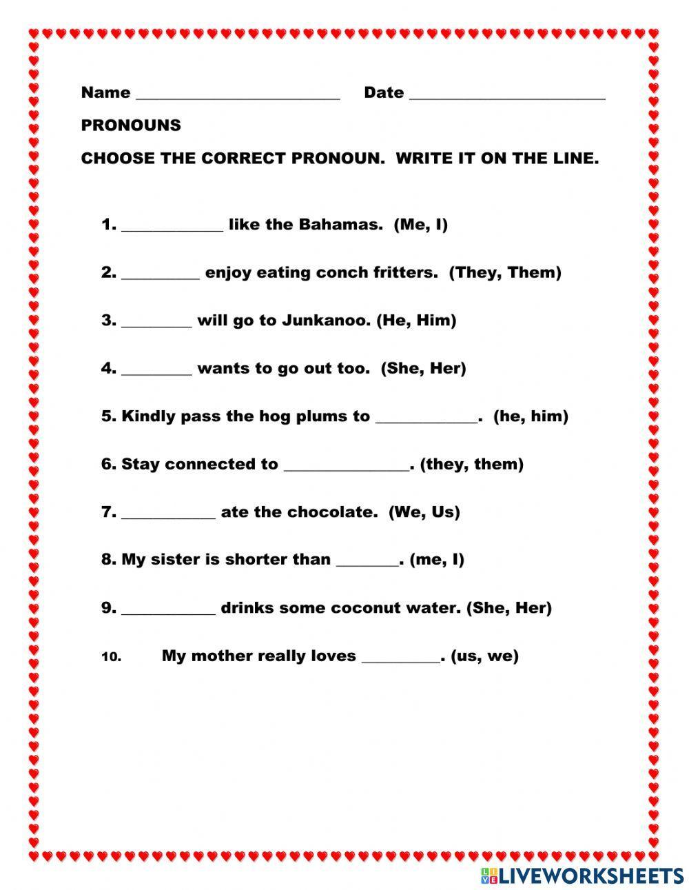 Pronouns online exercise for 4-5 | Live Worksheets