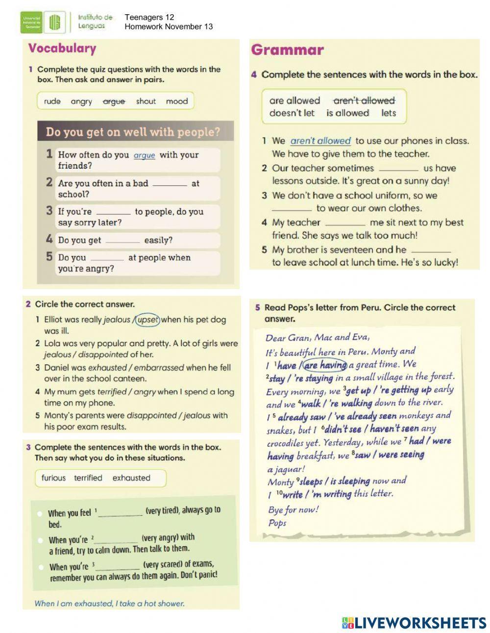 Be allowed to - Let - Relationships and conflicts