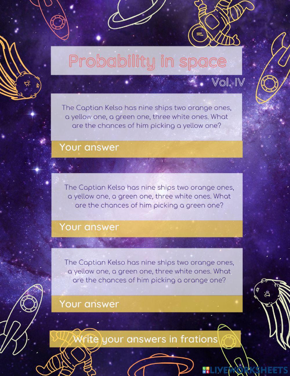 Probabilities in space vol 4