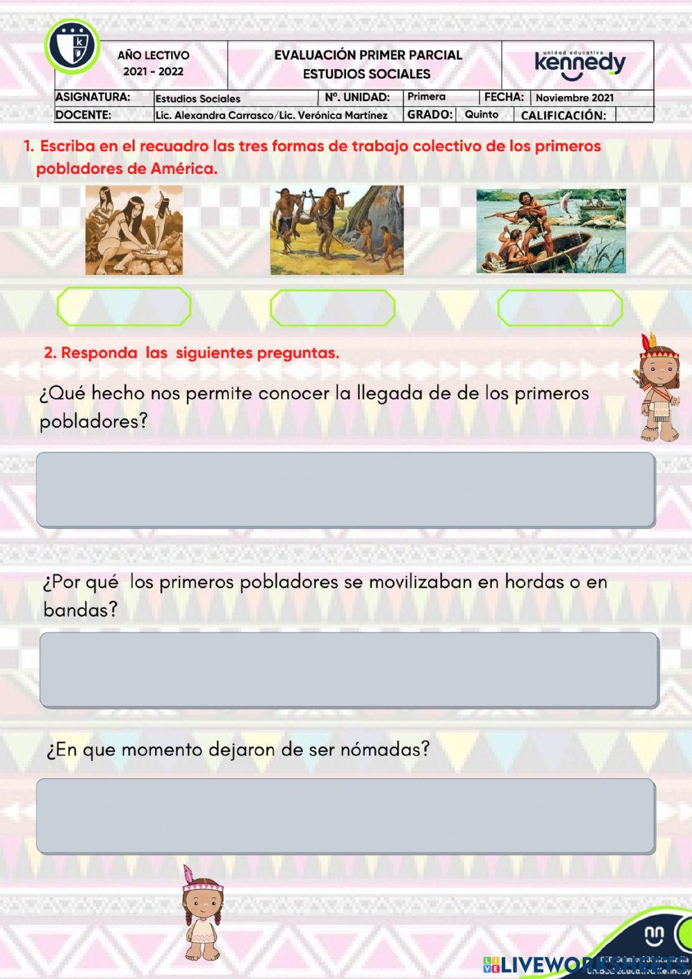 UE KENNEDY Evaluación 1P Estudios Sociales