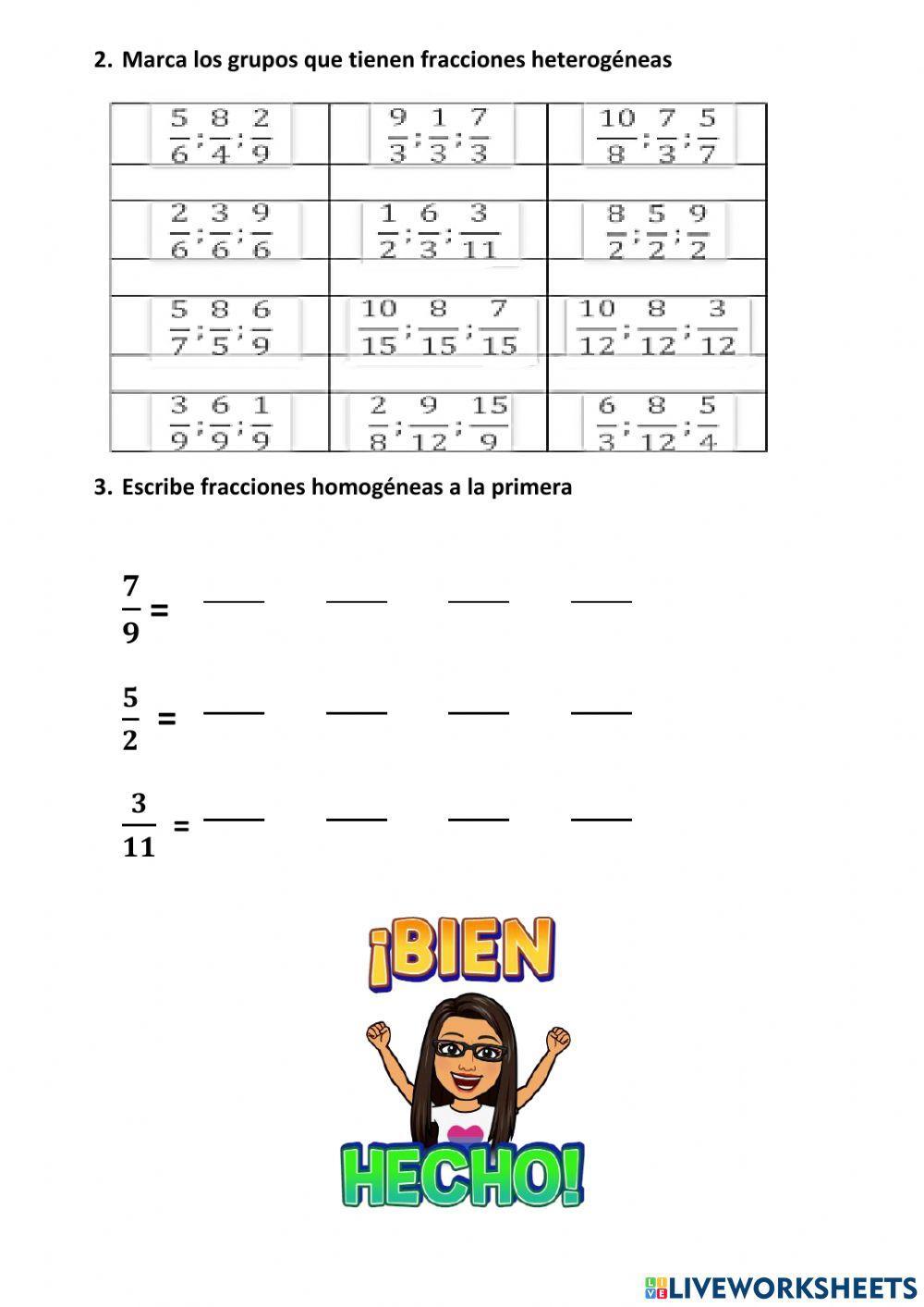 Fracciones homogéneas y heterogéneas Fracciones homogéneas y heterogéneas