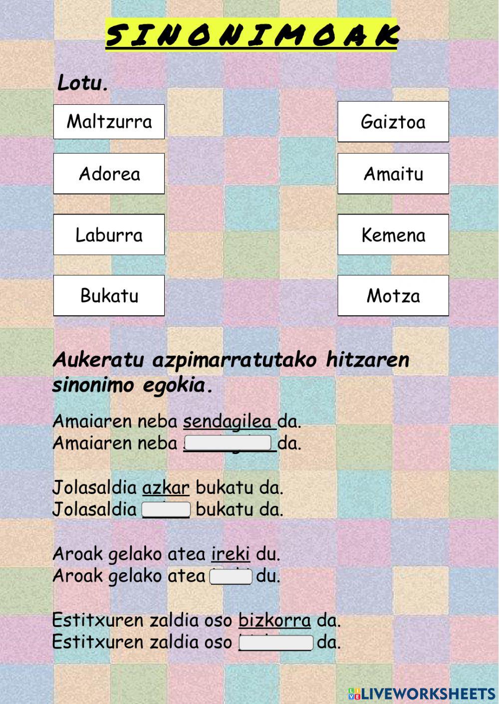 Sinonimoak Sinonimoak