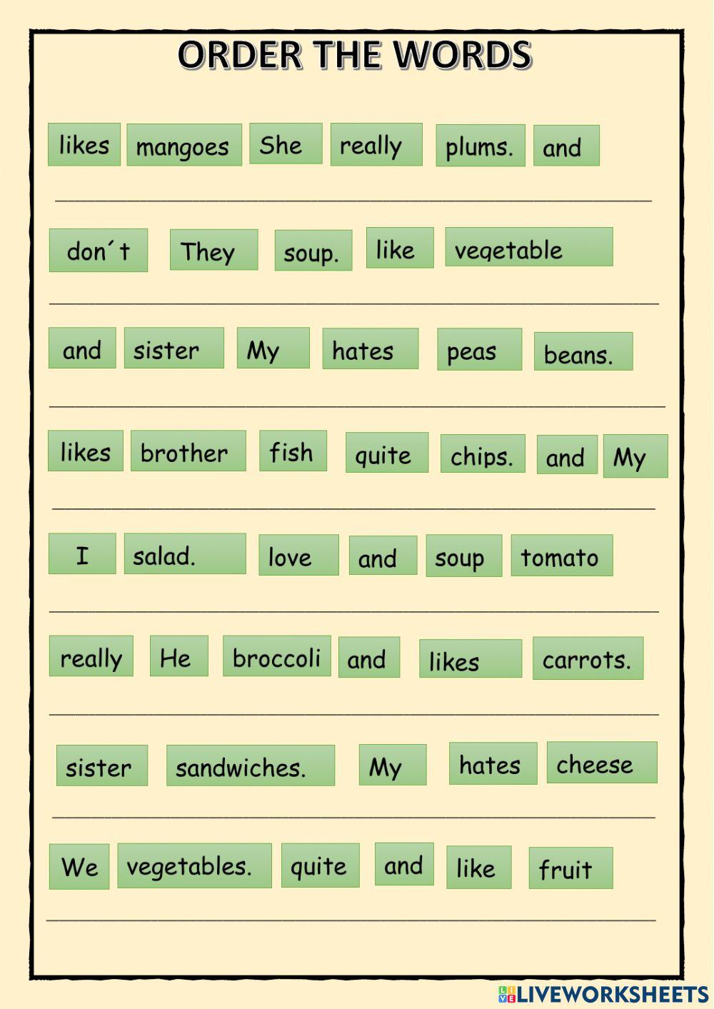 ORDER THE WORDS, Food