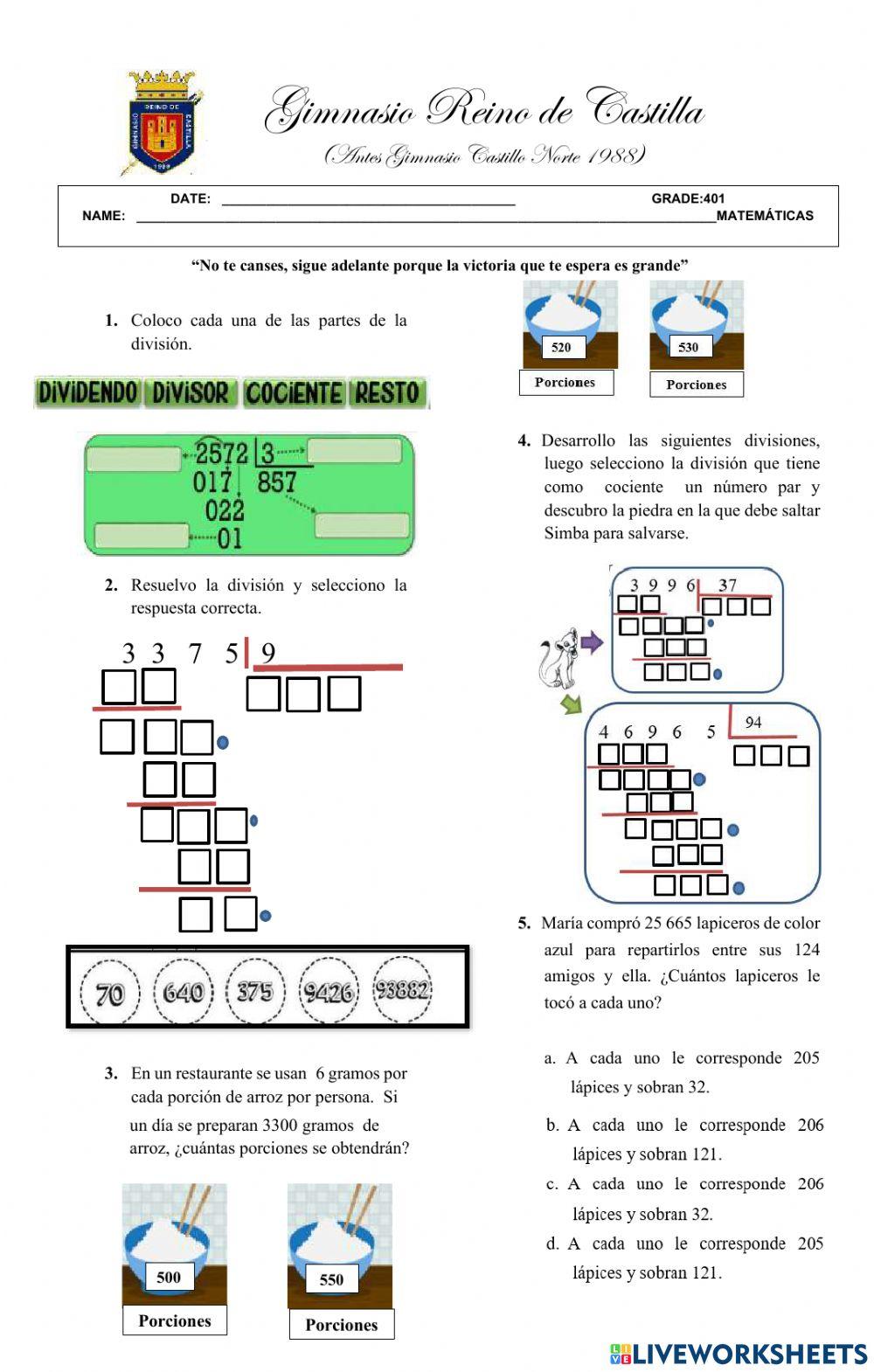 Bimestral de matematicas