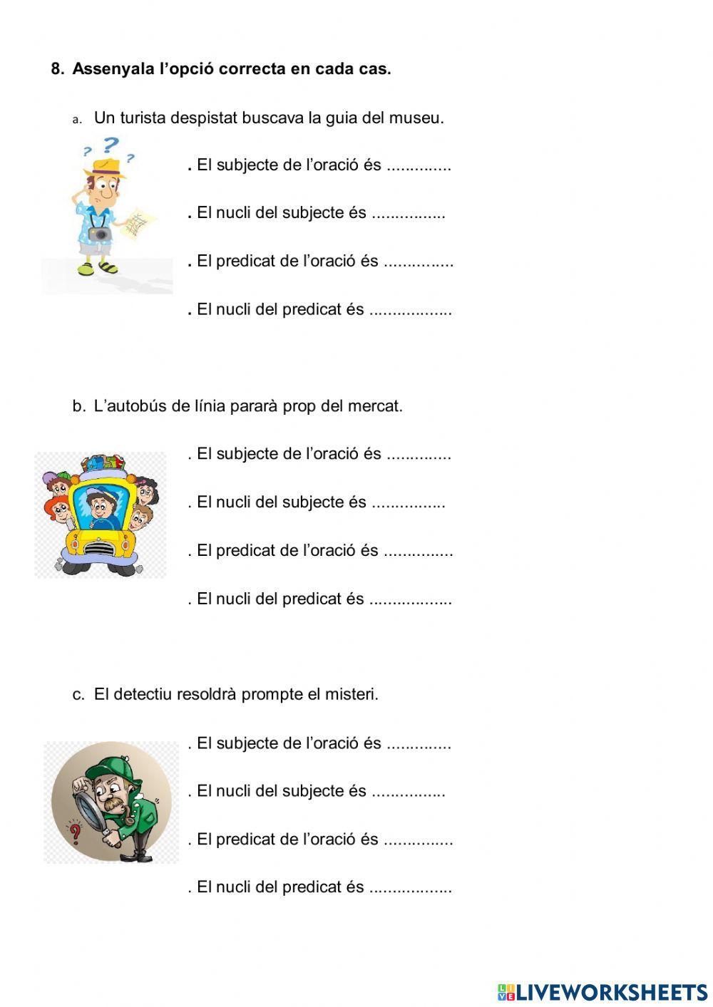 Categories gramaticals, l'apòstrof i subjecte i predicat