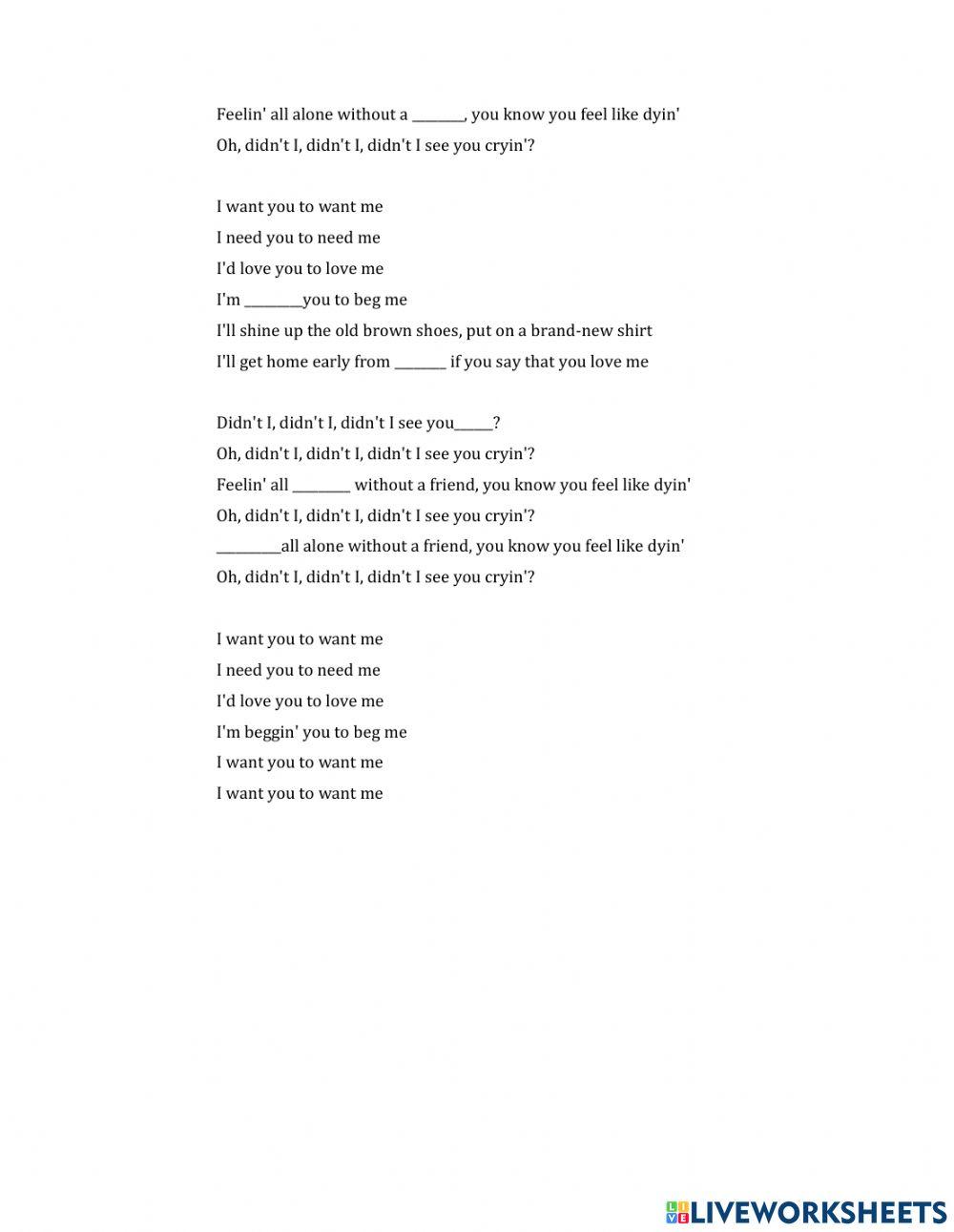 Listening song: I want you to want me