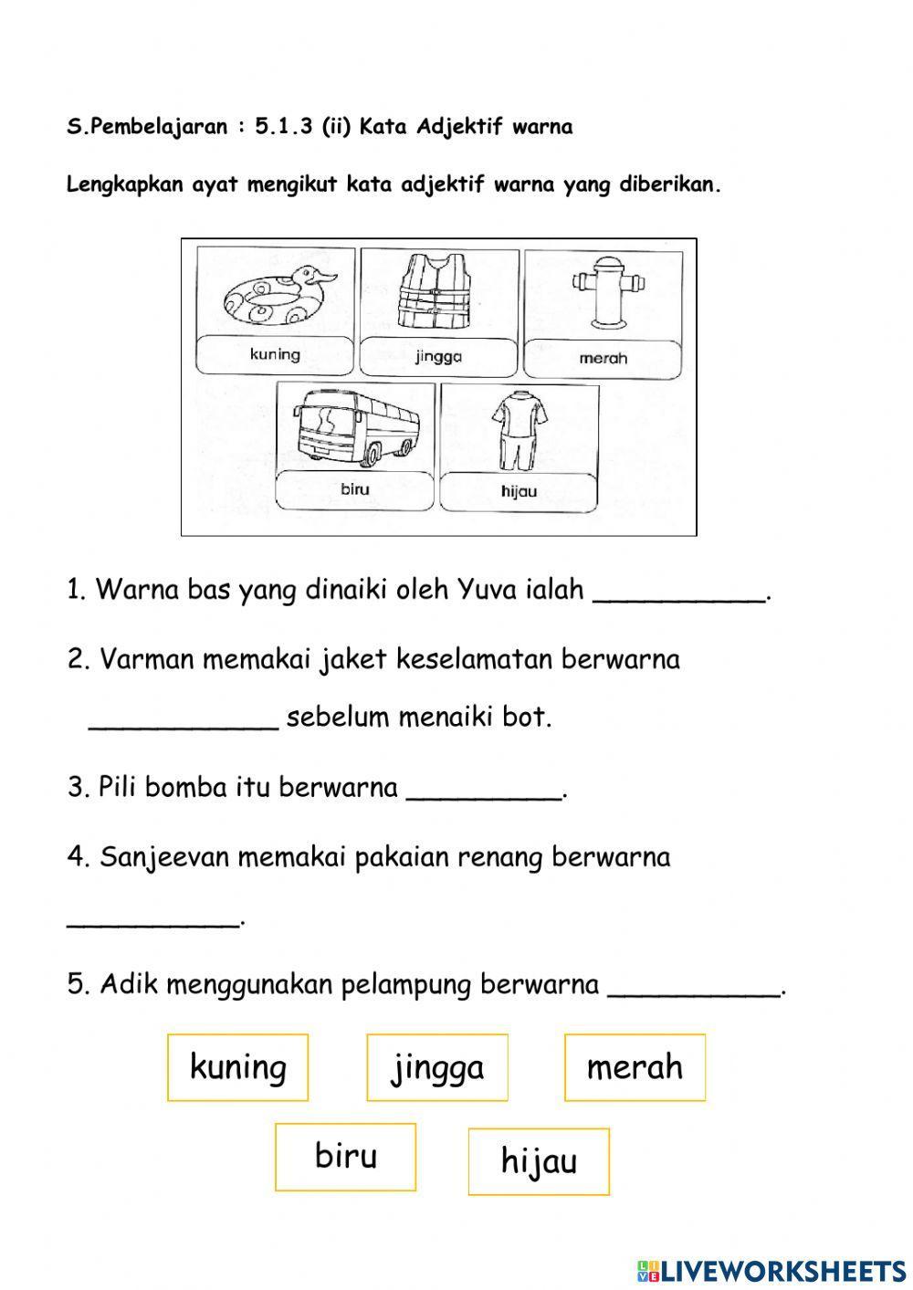 Kata adjektif warna tahun 2