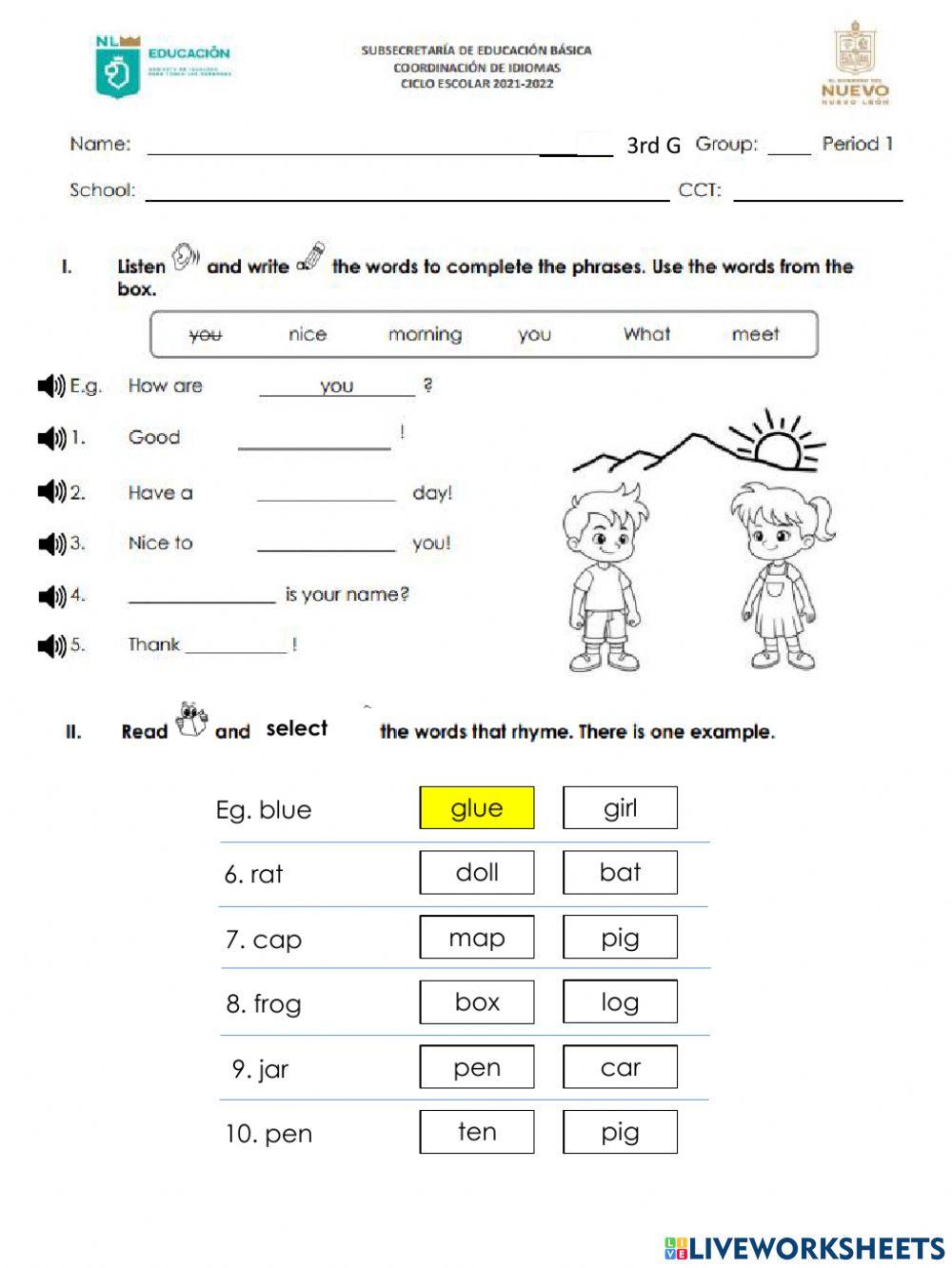 1st period exam grade 3