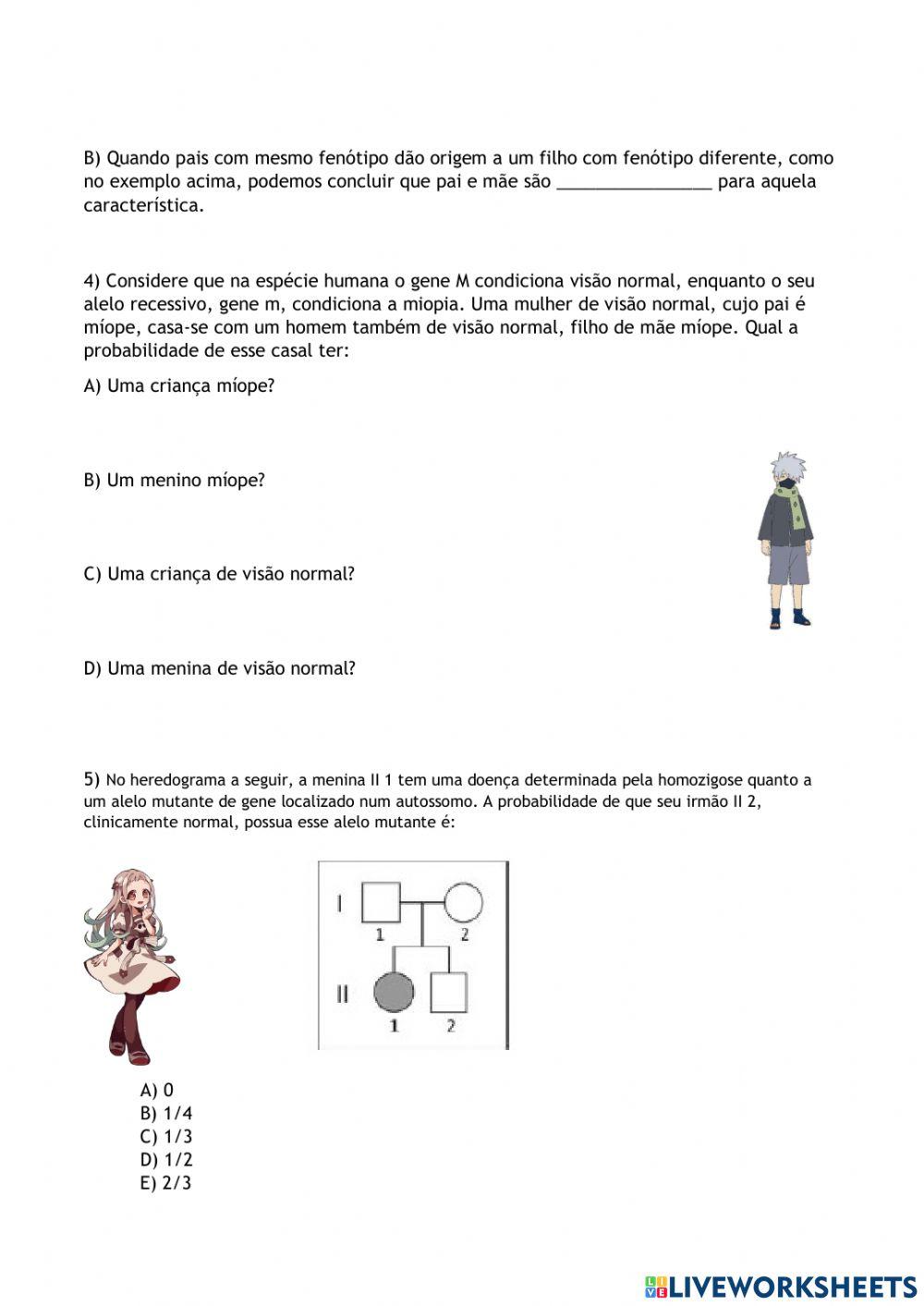 Genética | Free Interactive Worksheets | 1612088, image size:1000x1413