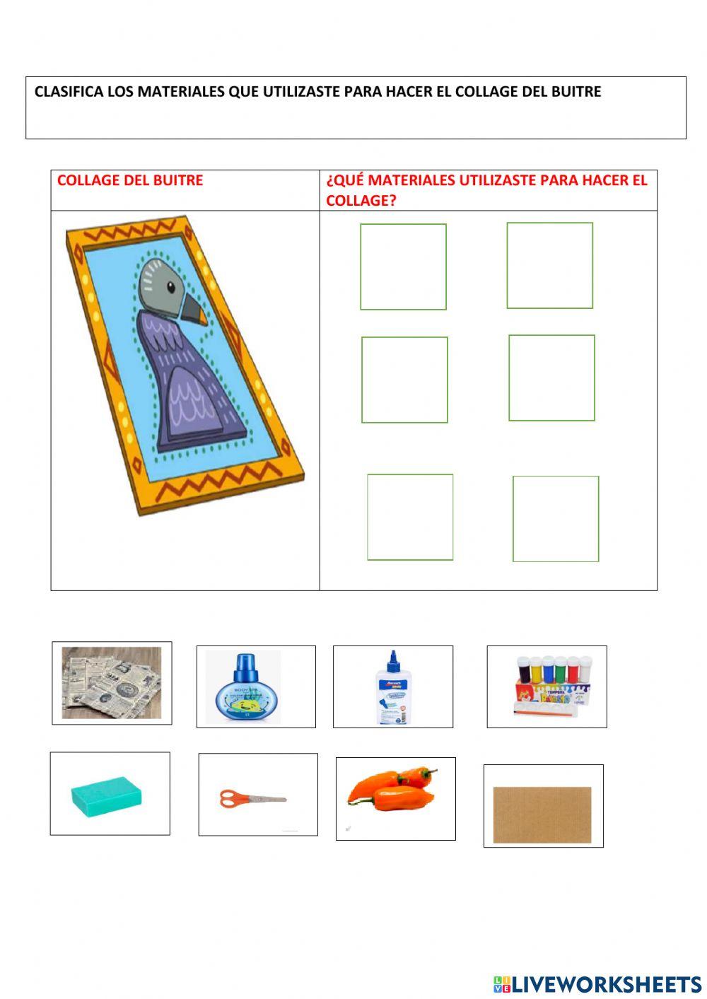 Materiales para elaborar el collage