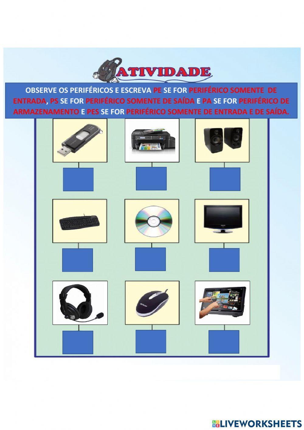 Periféricos de entrada,saída e armazenamento