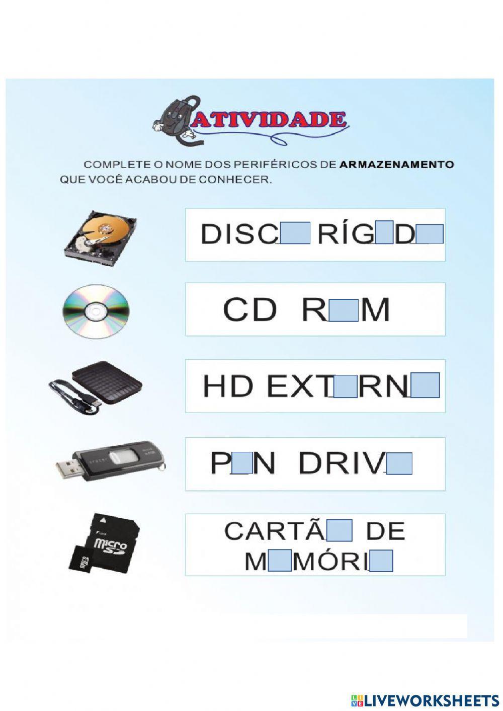 Periféricos de entrada,saída e armazenamento