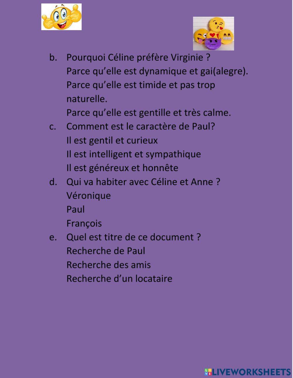 Description de Caractère