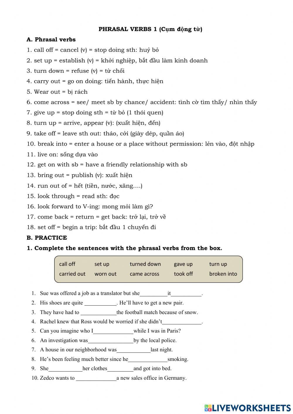 Phrasal verbs 1