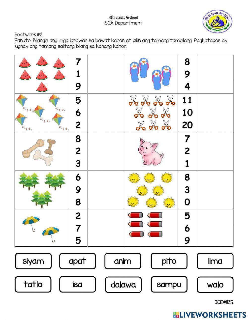 Seatwork-2: Salitang Bilang