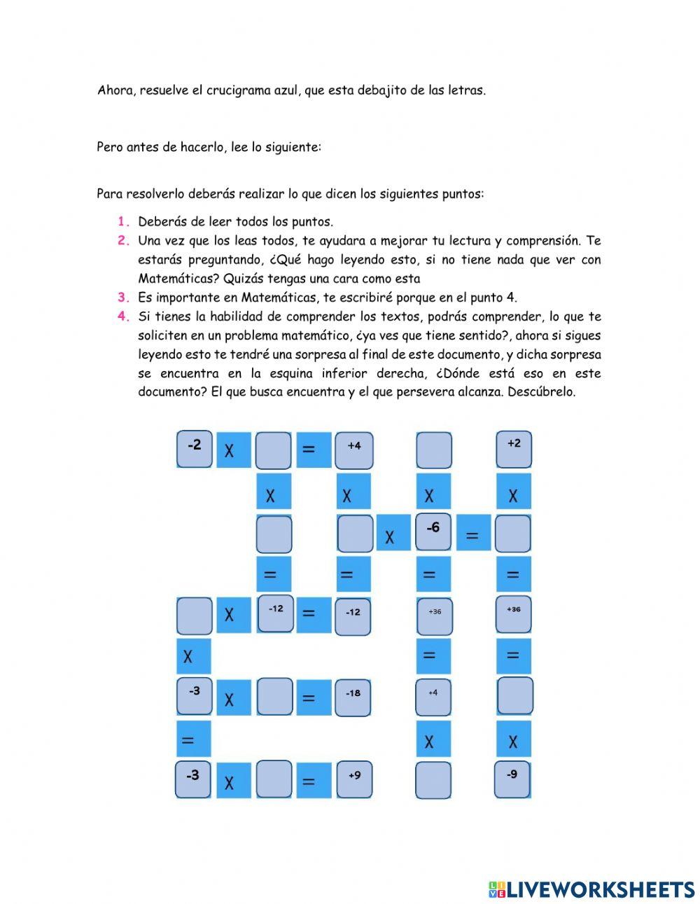 Multiplicaciones de números enteros positivos y negativos