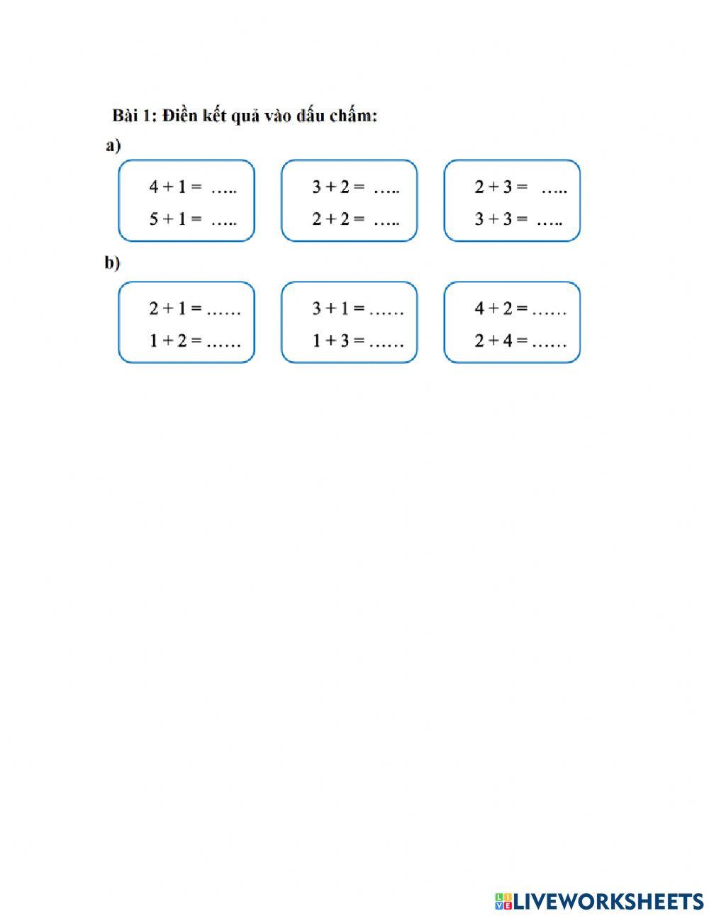 Bài tập Toán lớp 1