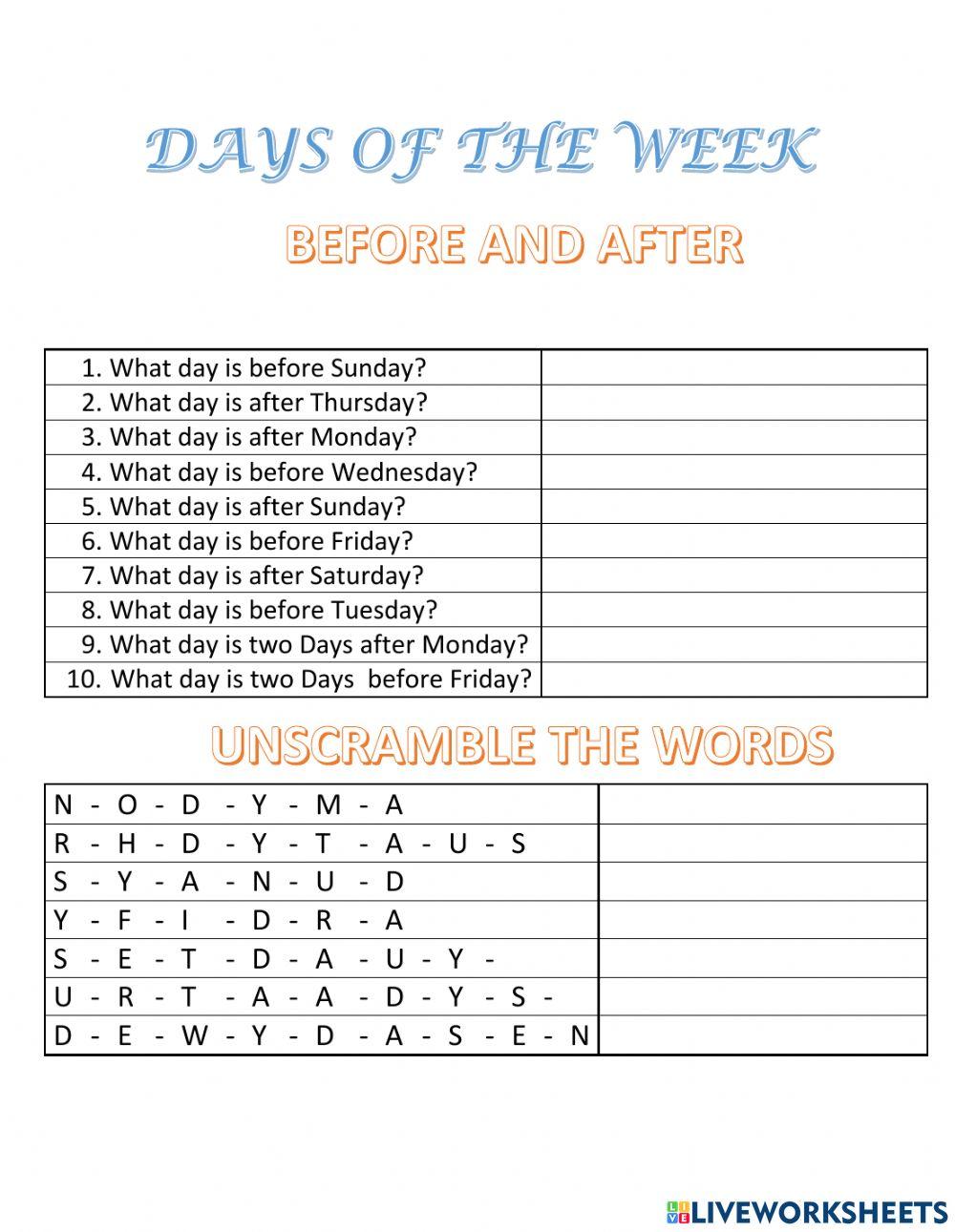 Days of the Week