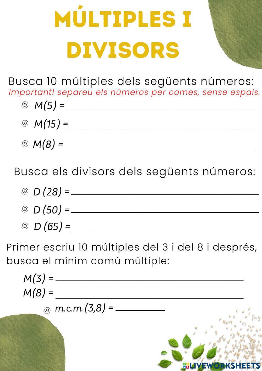 Múltiples i divisors