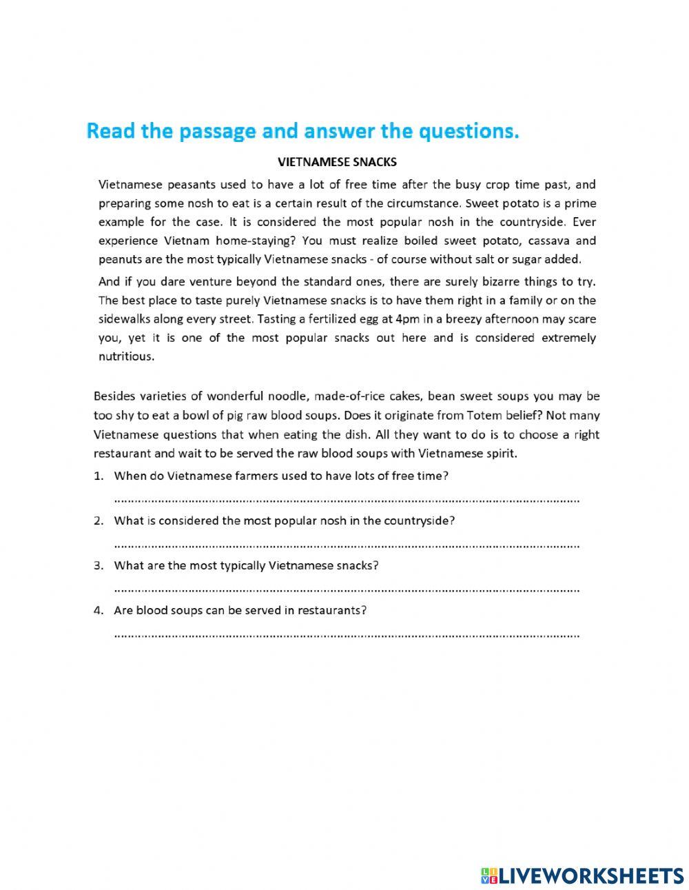 Unit 7: Recipes and eating habits (Reading)