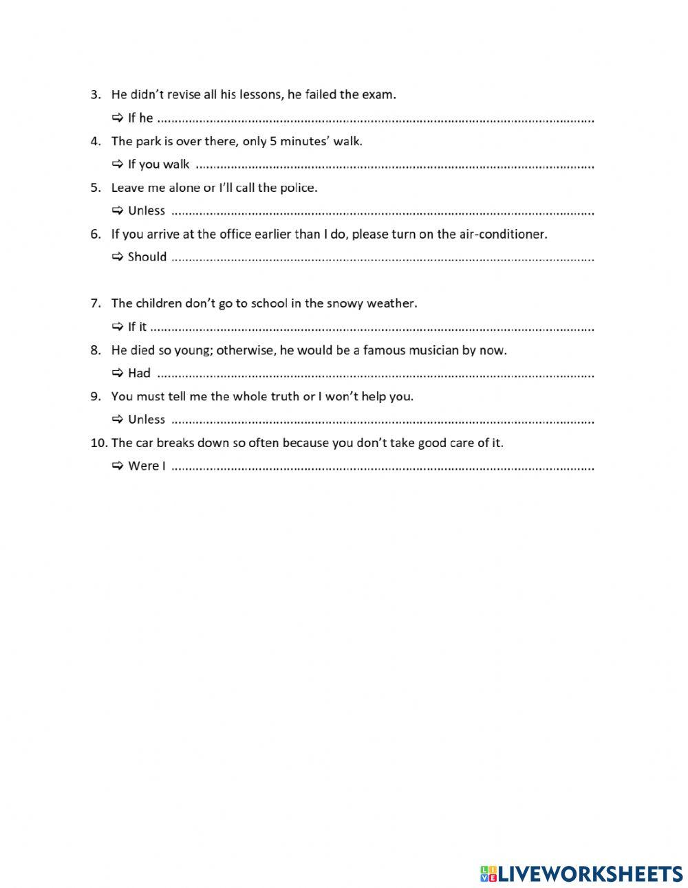 Grade 9- Unit 7- conditional review